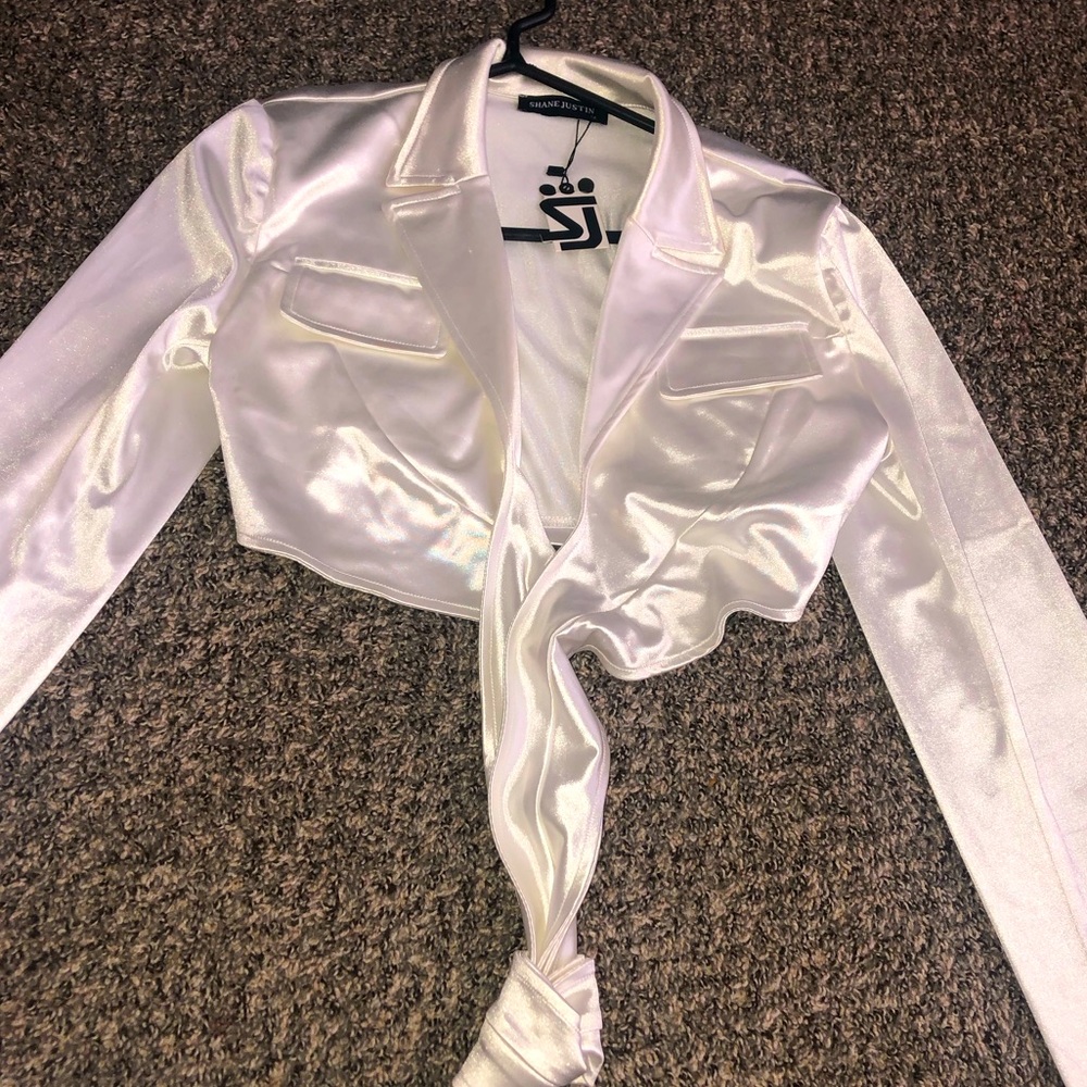 Shane Justin silk two piece all white set